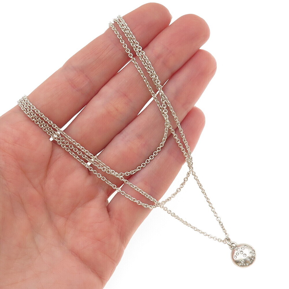Coach 925 Sterling Silver Rhinestone Anchor 3-Strand Cable Chain Necklace 16"